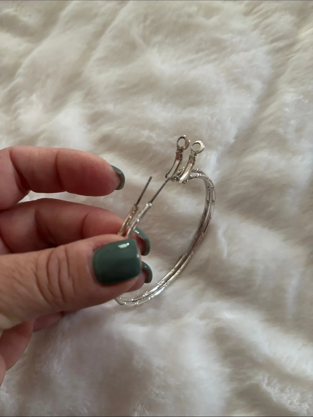 Gold and Silver Textured Hoop Earrings - Women's Fashion Jewelry